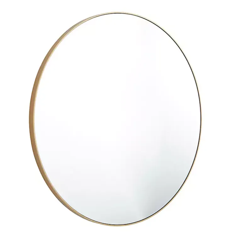 Decorative Mirrors-Kirklands Home Gold Wood Round Frame Mirror