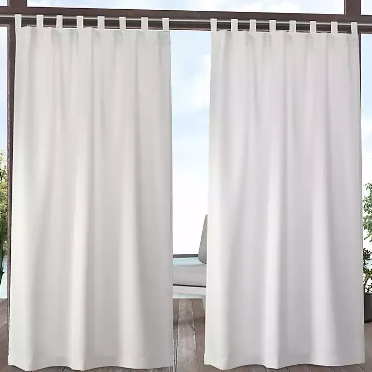 Outdoor Curtains-Kirklands Home Vanilla Cabana Outdoor Curtain Panel Set, 108 in. White