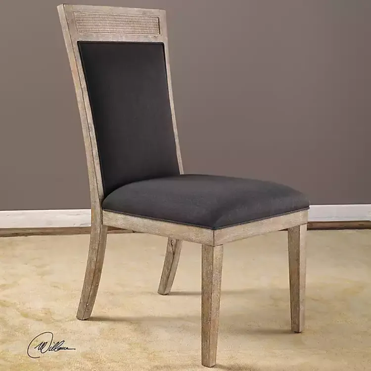Dining Chairs-Kirklands Home Upholstered Cane Detailing Dining Chair Gray