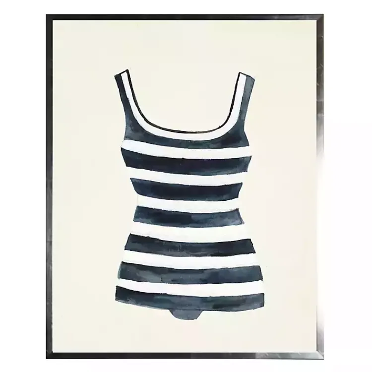 Framed Art-Kirklands Home Navy Striped Bathing Suit Framed Art Print