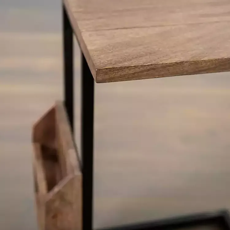 Accent & End Tables-Kirklands Home Mango Wood and Iron Extendable C-Table Brown