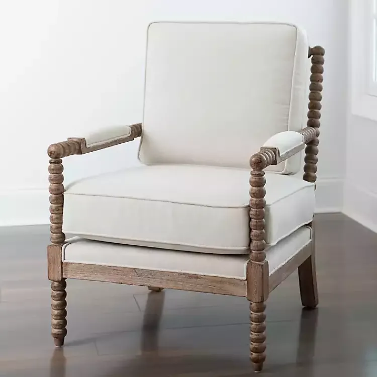 Accent Chairs-Kirklands Home Spencer Spindle Armchair Ivory