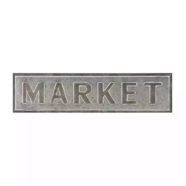 Wall Quotes & Signs-Kirklands Home Galvanized Iron Market Wall Sign Silver