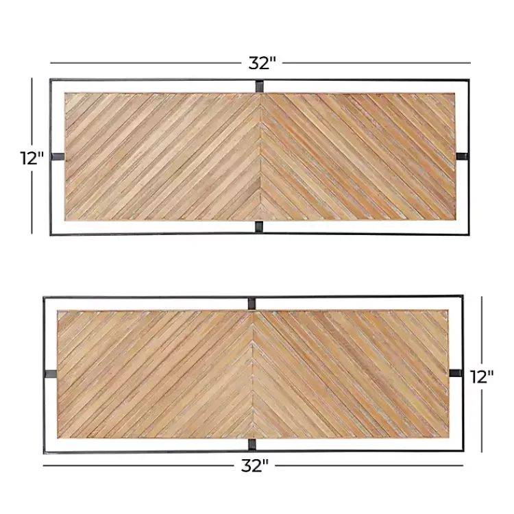 Wall Plaques-Kirklands Home Chevron Wood Wall Plaques, Set of 2 Brown