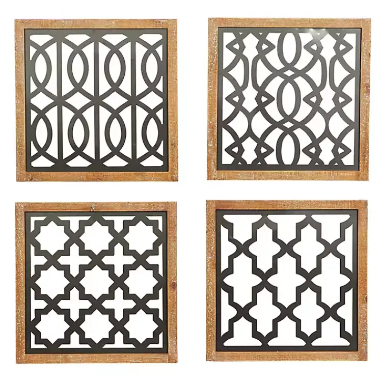 Wall Plaques-Kirklands Home Framed Matte Black Metal Wall Plaques, Set of 4