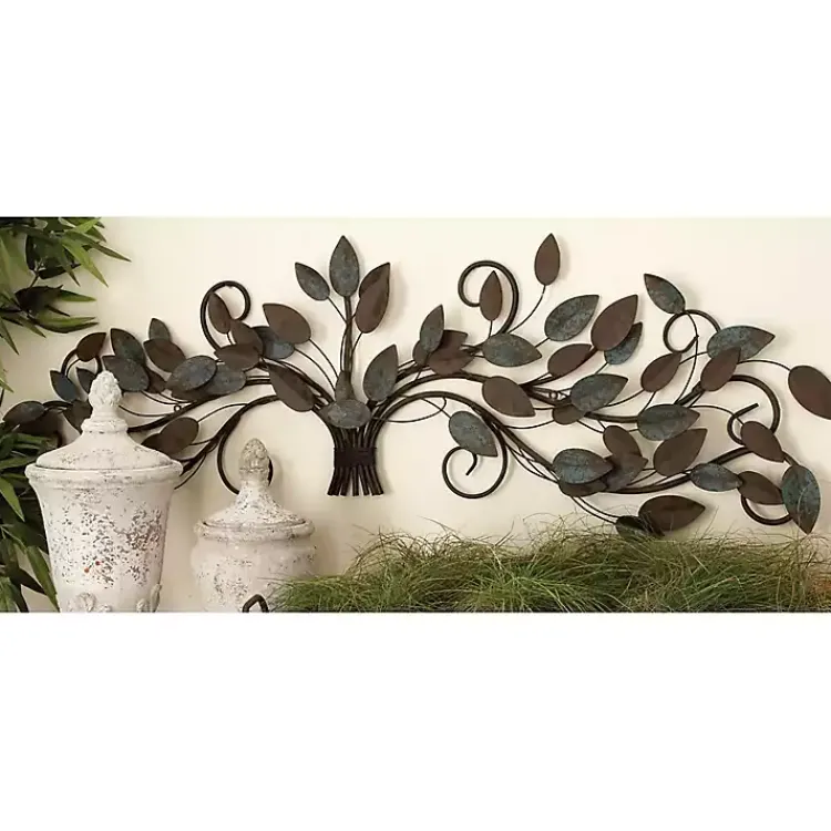 Wall Plaques-Kirklands Home Turquoise Bronze Distressed Iron Vine Wall Plaque Brown