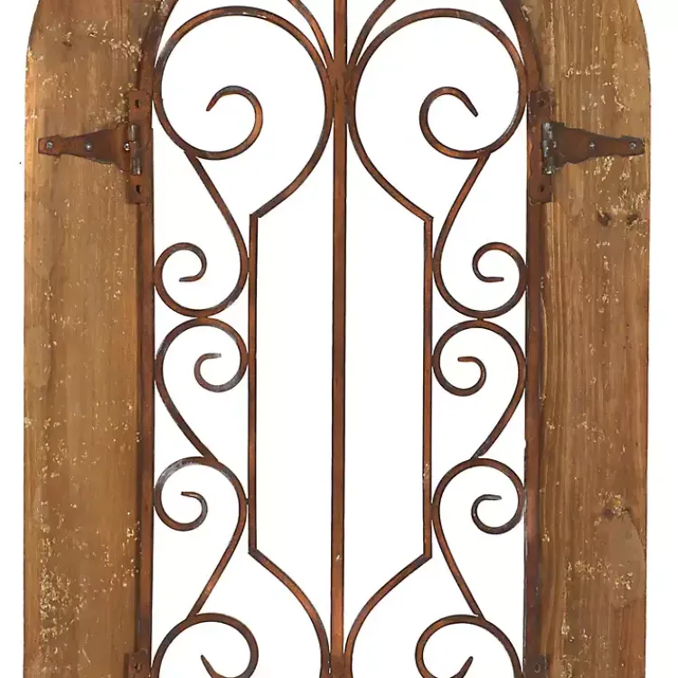 Wall Plaques-Kirklands Home Wood Black Metal Scrollwork Wall Plaque Brown