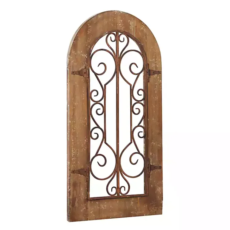Wall Plaques-Kirklands Home Wood Black Metal Scrollwork Wall Plaque Brown