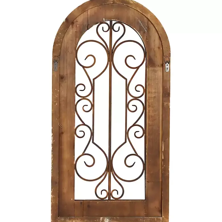 Wall Plaques-Kirklands Home Wood Black Metal Scrollwork Wall Plaque Brown