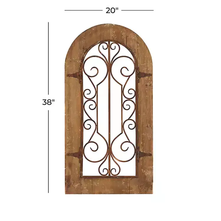 Wall Plaques-Kirklands Home Wood Black Metal Scrollwork Wall Plaque Brown