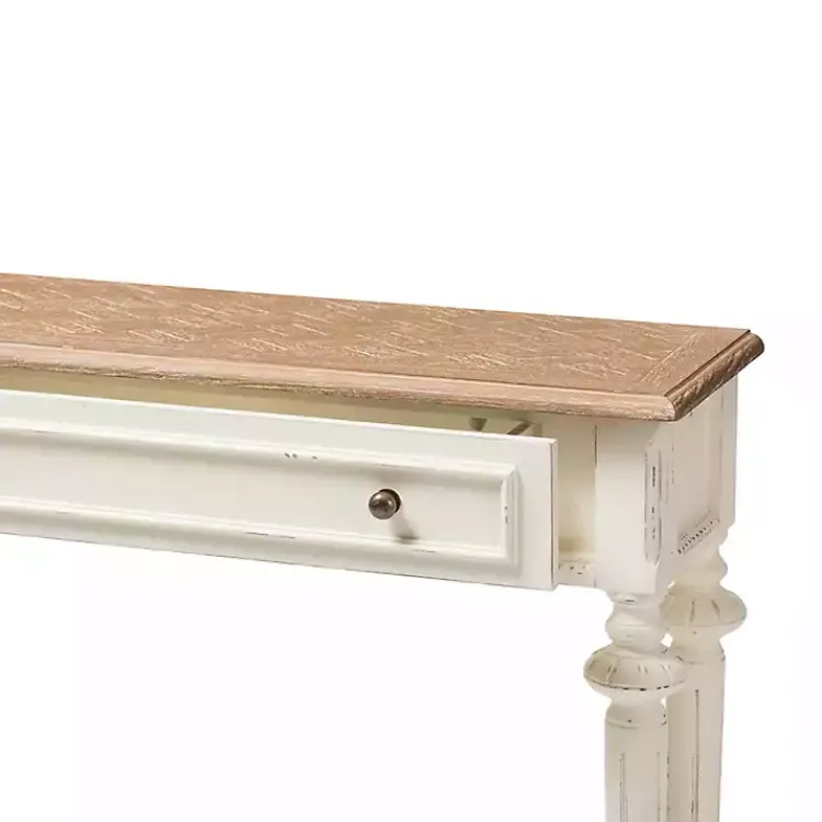 Console Tables-Kirklands Home Marquetterie Whitewashed Oak Top Console Table