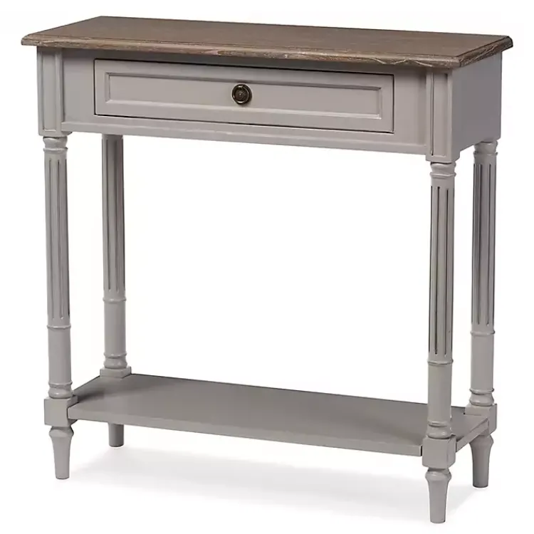 Console Tables-Kirklands Home Edward Gray Mindi Wood Fluted Console Table