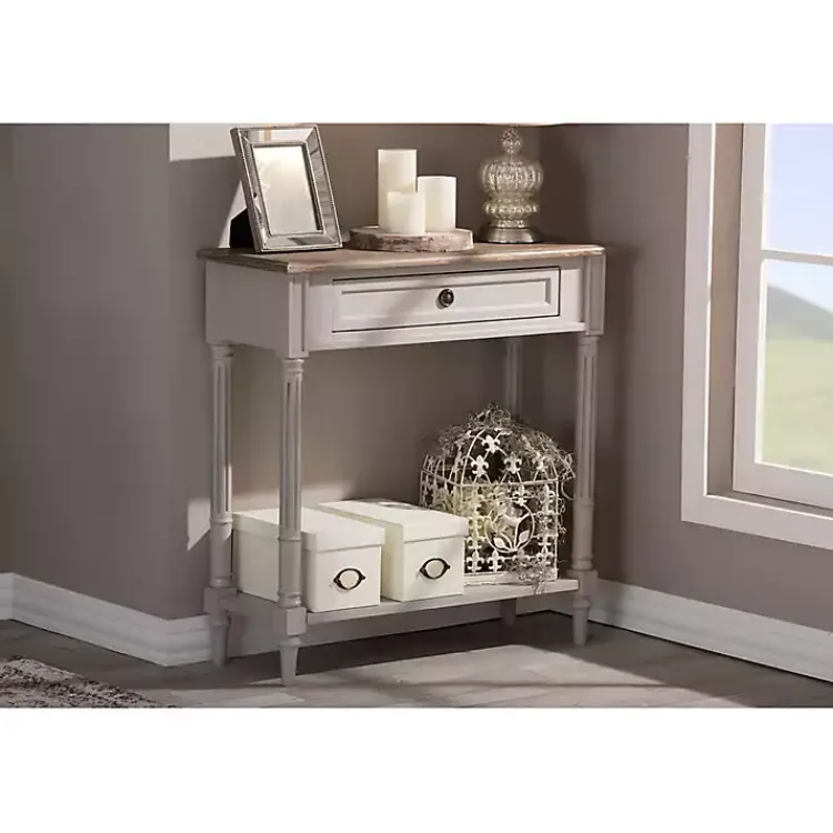 Console Tables-Kirklands Home Edward Gray Mindi Wood Fluted Console Table