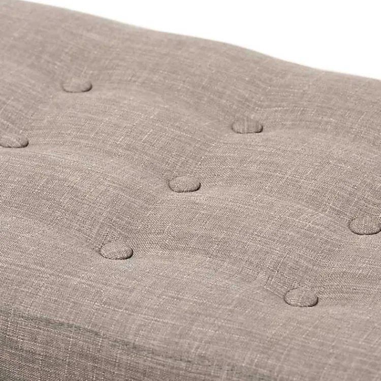 Benches & Ottomans-Kirklands Home Light Tufted Walnut Wood Bench Gray