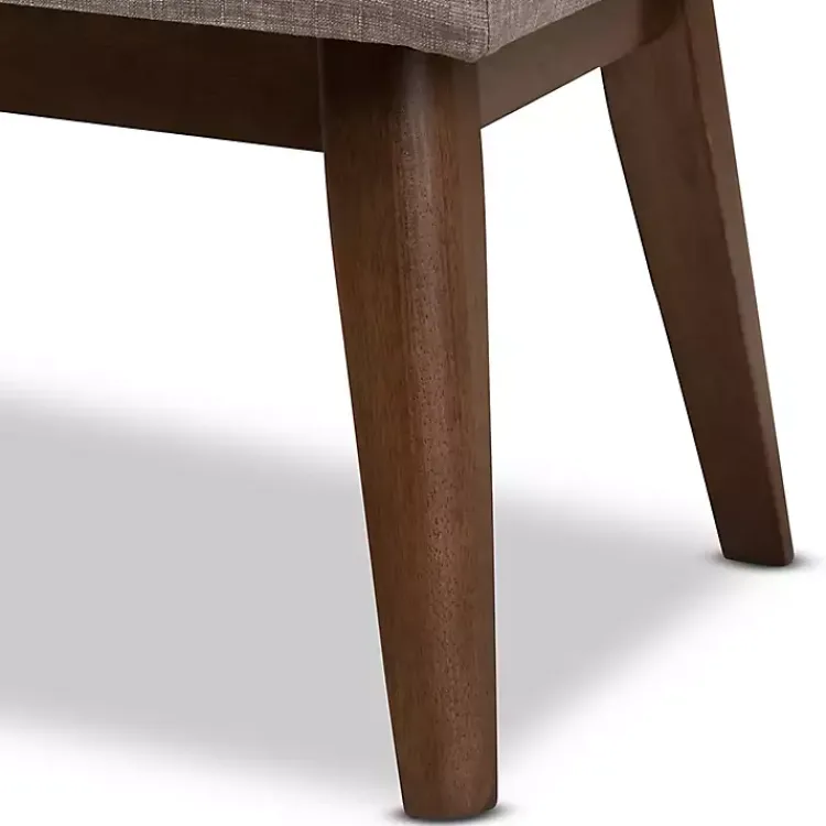 Benches & Ottomans-Kirklands Home Light Tufted Walnut Wood Bench Gray