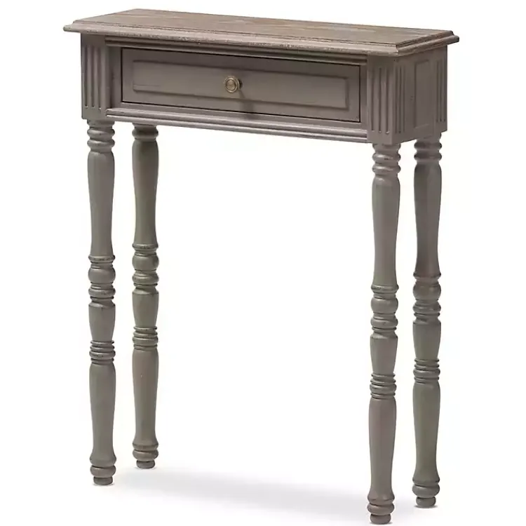 Console Tables-Kirklands Home Tan and Gray Ornate Ball Turned Console Table