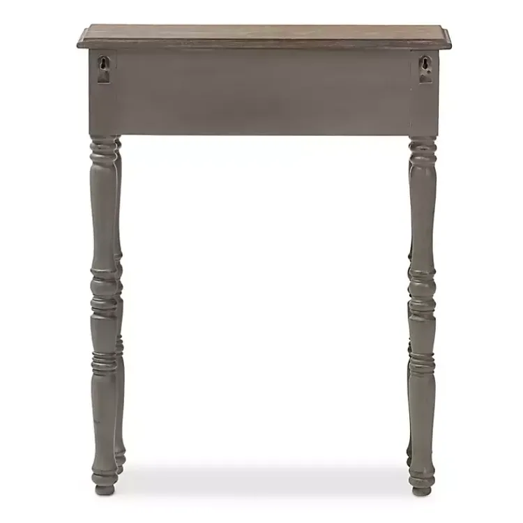 Console Tables-Kirklands Home Tan and Gray Ornate Ball Turned Console Table
