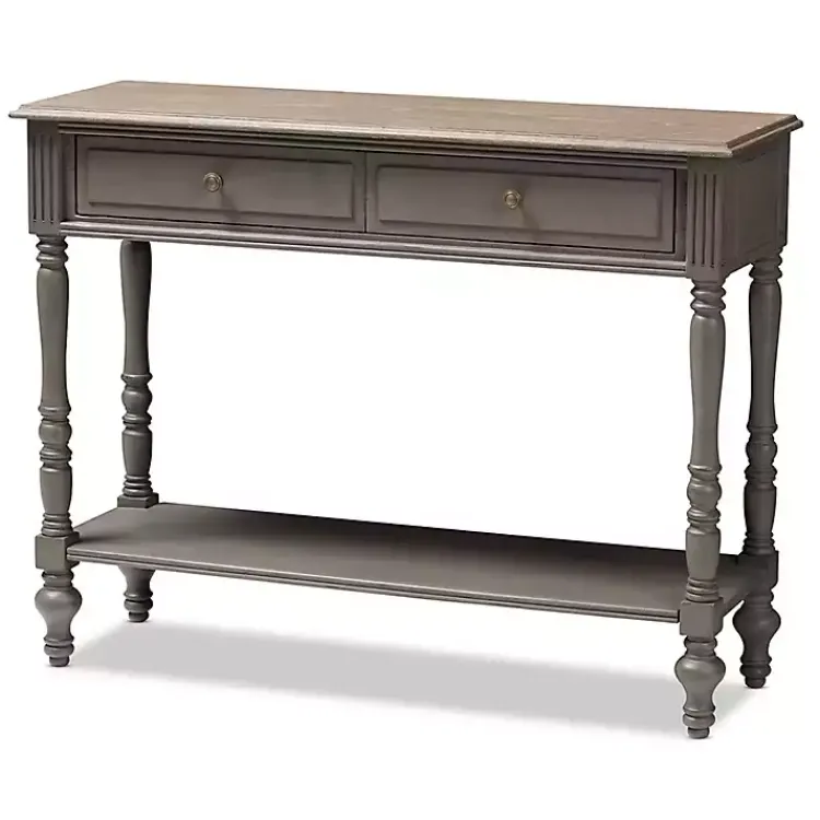 Console Tables-Kirklands Home Mindi Wood Rustic Farmhouse Console Table Gray