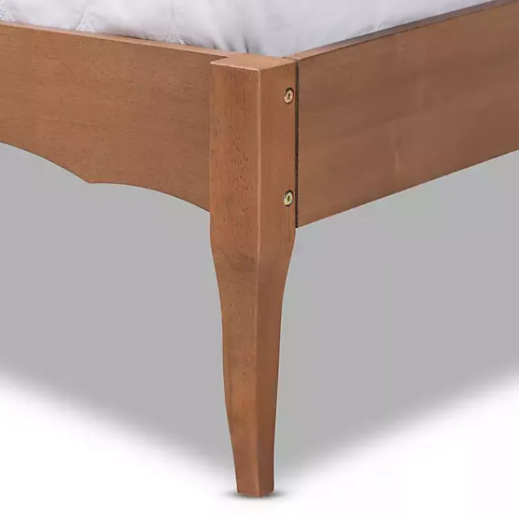 Beds & Headboards-Kirklands Home Walnut Wood and Rattan King Bed Frame Brown