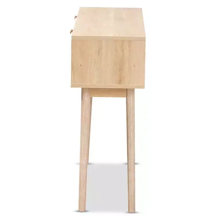 Console Tables-Kirklands Home Light Oak Rat and Wood Console Table Tan