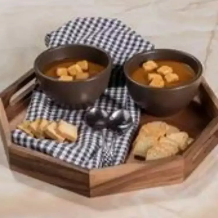 Serving & Entertaining-Kirklands Home Acacia Wood Octagon Serving Tray, 17 in. Brown