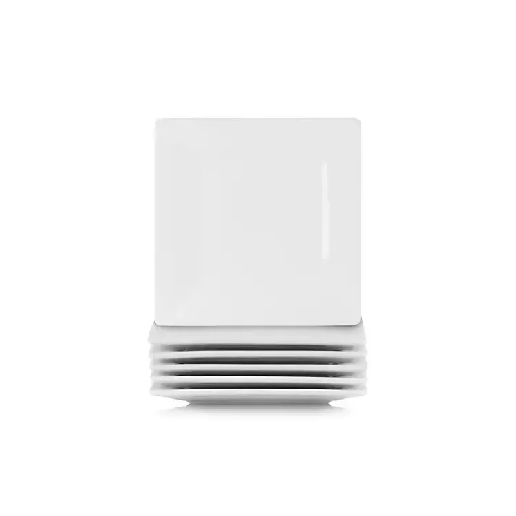 Dinnerware-Kirklands Home Ceramic Square Appetizer Plates, Set of 6 White