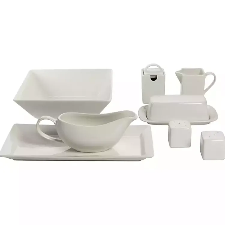 Dinnerware-Kirklands Home Ceramic Square 40-pc. Dinnerware Set White