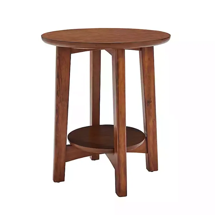 Accent & End Tables-Kirklands Home Warm Chestnut Wood Round Accent Table Brown
