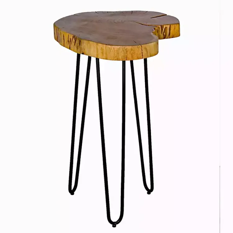 Accent & End Tables-Kirklands Home Round Natural Live Edge Hairpin Legs Accent Table