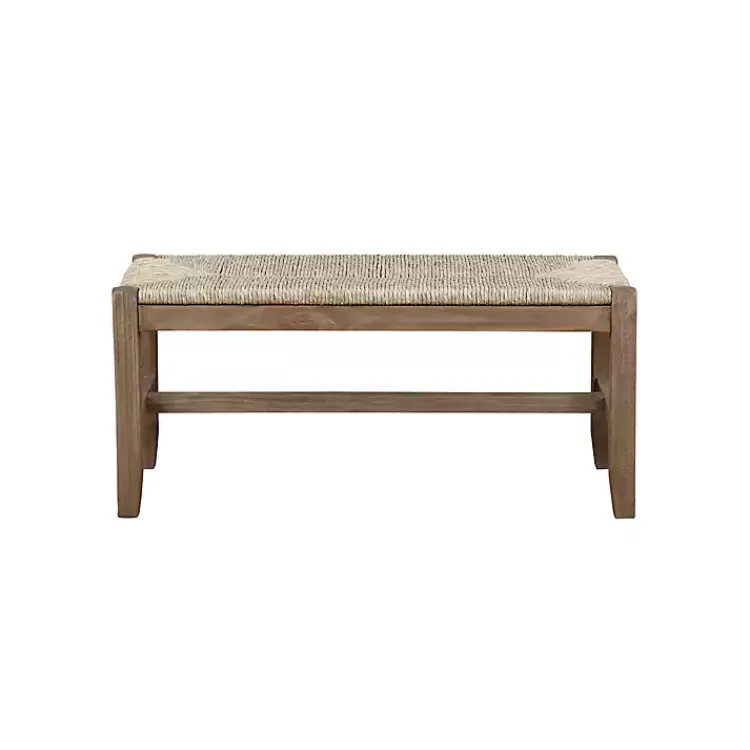 Benches & Ottomans-Kirklands Home Natural Twisted Seagrass and Wood Bench Tan