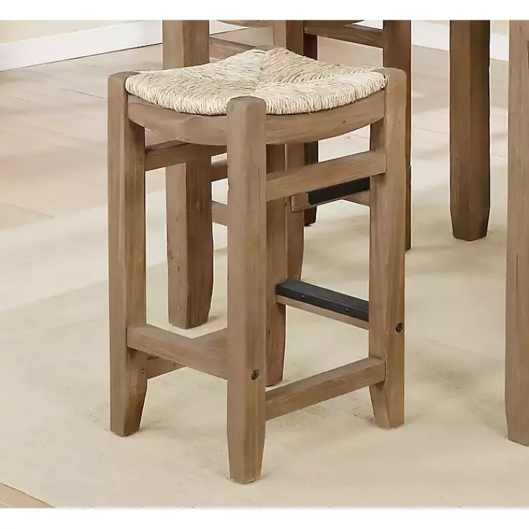 Bar Stools & Counter Height Stools-Kirklands Home Twisted Seagrass and Wood Counter Stools, Set of 2 Tan