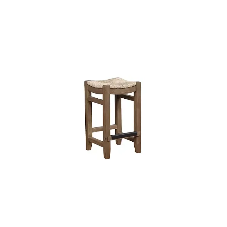 Bar Stools & Counter Height Stools-Kirklands Home Twisted Seagrass and Wood Counter Stools, Set of 2 Tan