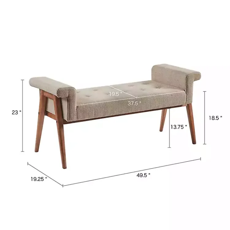 Benches & Ottomans-Kirklands Home Button Tufted Wood Bench Tan