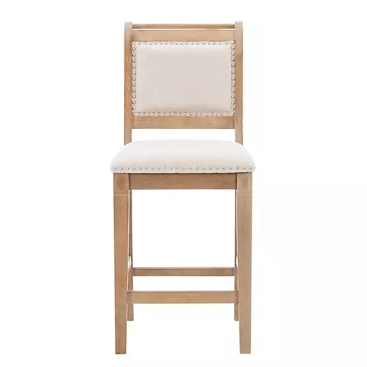 Bar Stools & Counter Height Stools-Kirklands Home Natural Upholstered Wood Frame Counter Stool Tan