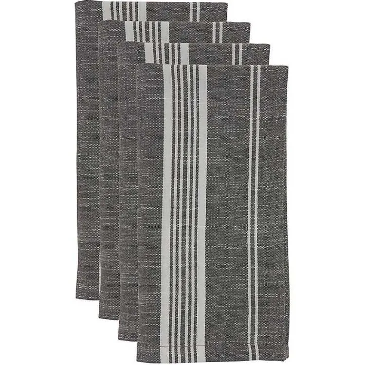 Table Linens-Kirklands Home and White Striped Napkins, Set of 4 Gray