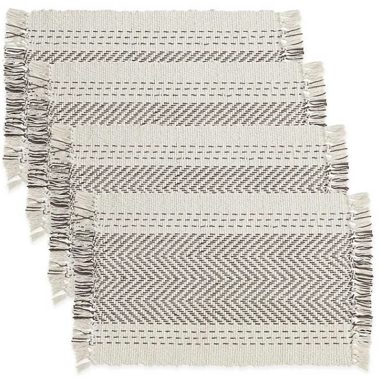 Table Linens-Kirklands Home Kantha Stitch Placemats, Set of 4 Gray