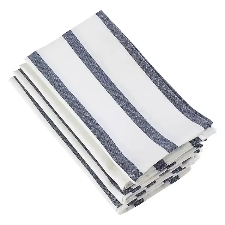 Table Linens-Kirklands Home Blue and White Striped Cotton Napkins, Set of 4