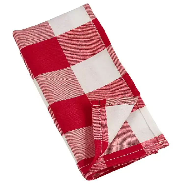 Table Linens-Kirklands Home Red and White Buffalo Check Napkins, Set of 4
