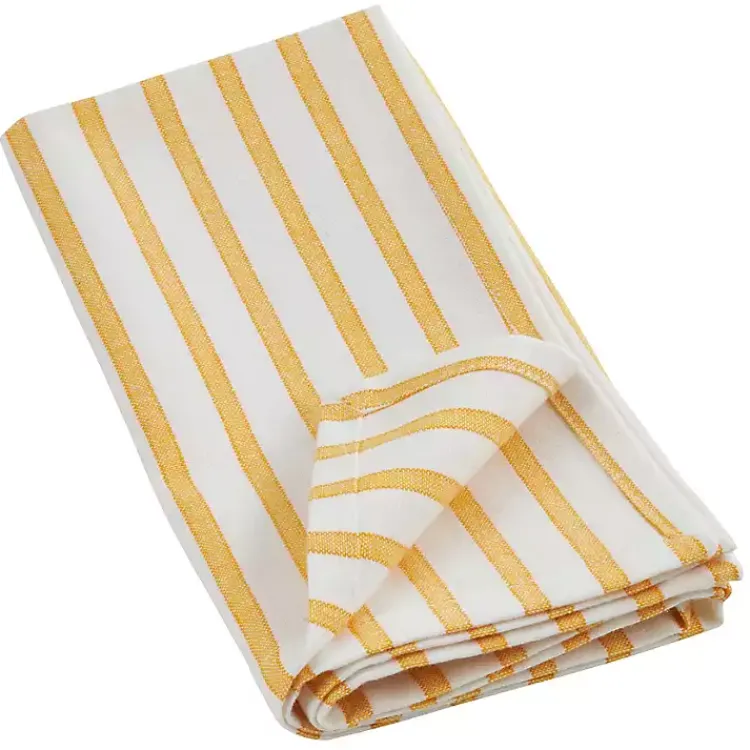 Table Linens-Kirklands Home Yellow Cheerful Striped Cotton Napkins, Set of 4