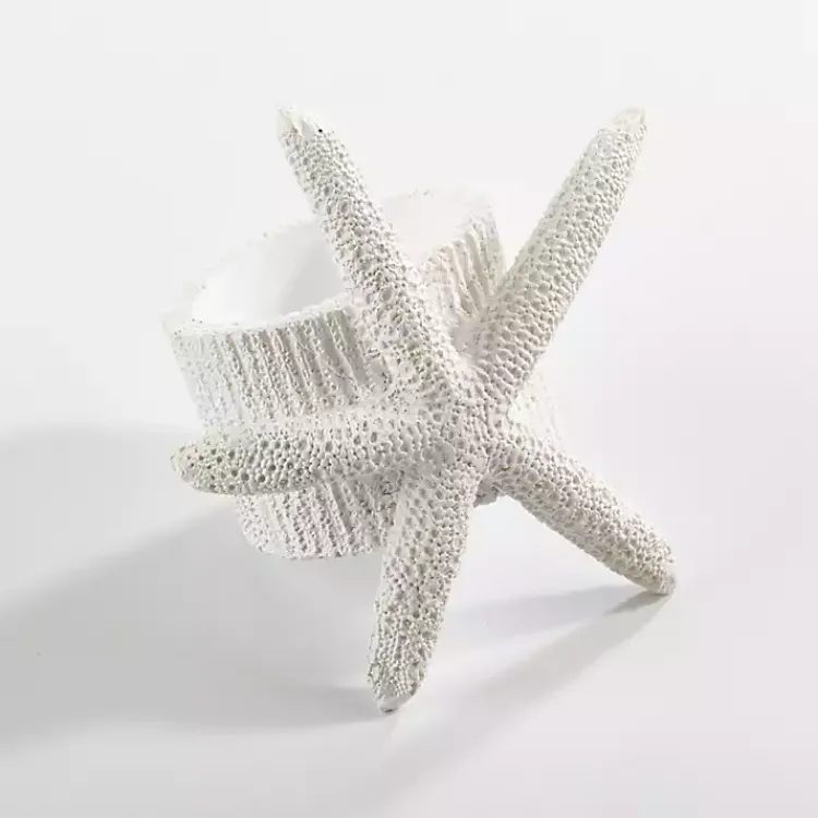 Table Linens-Kirklands Home White Starfish Napkin Rings, Set of 4