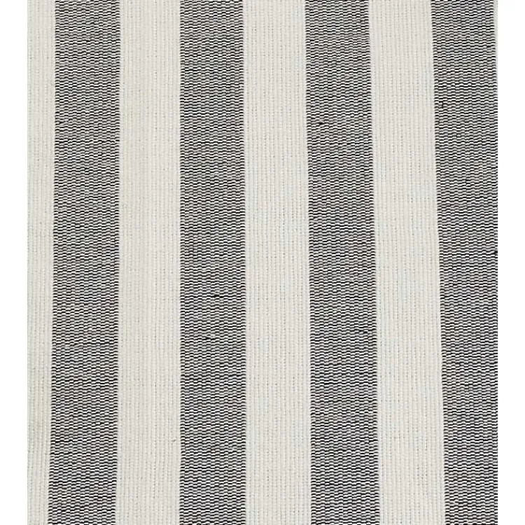 Table Linens-Kirklands Home Black and White Rustic Stripe Tassel Table Runner