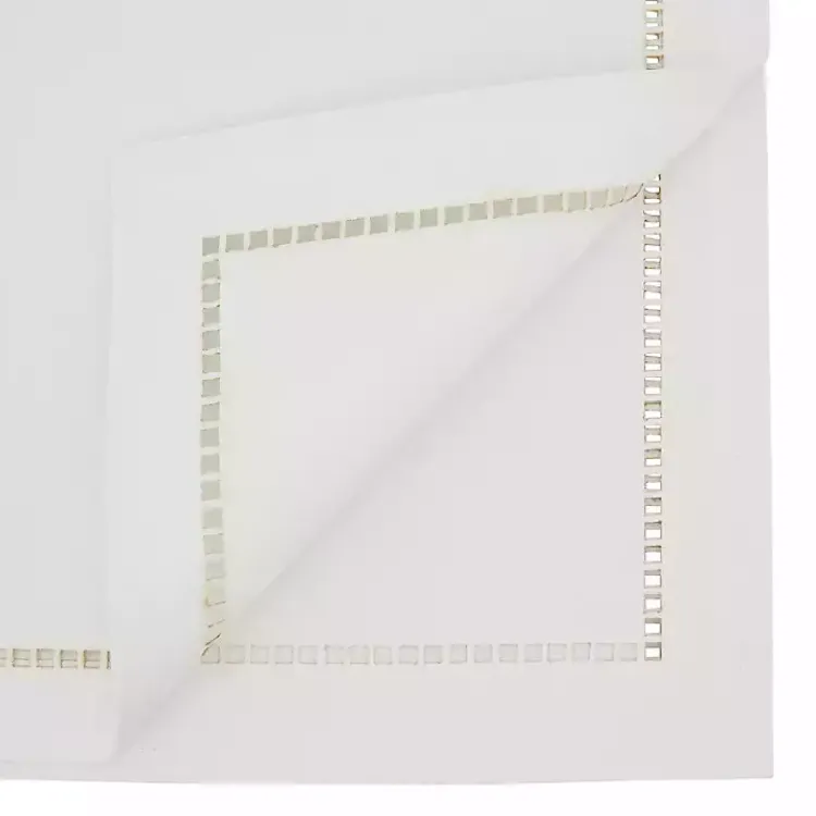 Table Linens-Kirklands Home Moonbeam Hemstitch Border Table Runner White