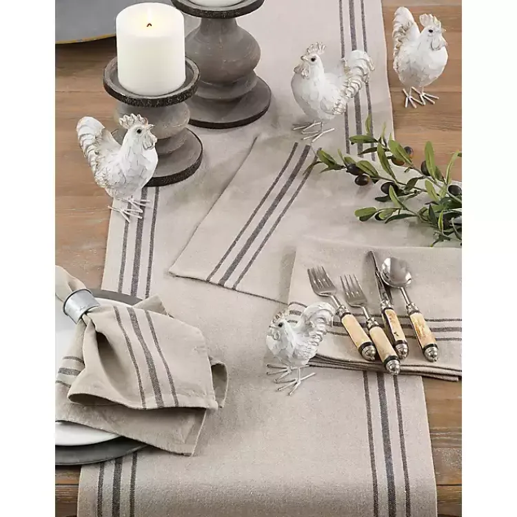 Table Linens-Kirklands Home Natural Striped Linen Table Runner