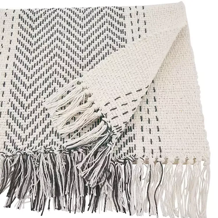 Table Linens-Kirklands Home Rich Gray Kantha Stitch Table Runner