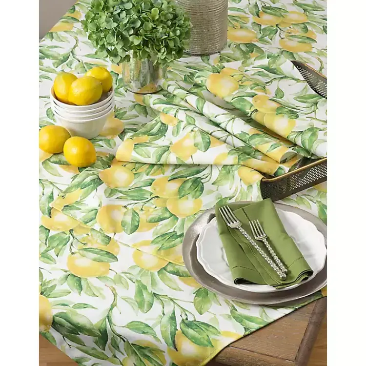 Table Linens-Kirklands Home Sunny Lemon Print Table Runner