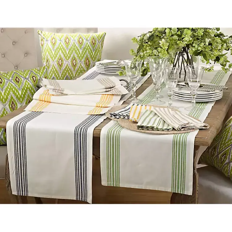 Table Linens-Kirklands Home Natural Striped Border Table Runner