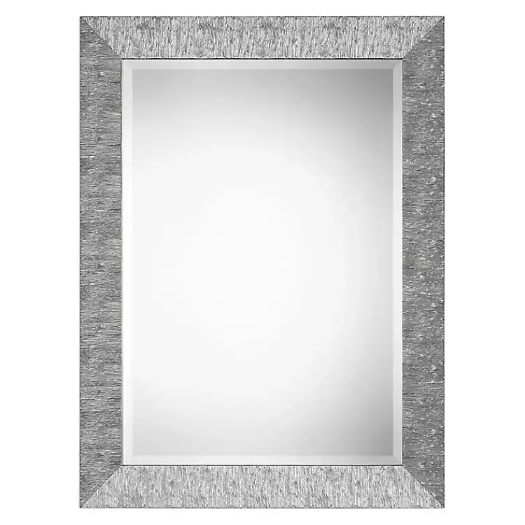 Decorative Mirrors-Kirklands Home Metallic Silver Textured Frame Wall Mirror