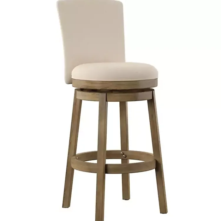Bar Stools & Counter Height Stools-Kirklands Home Rustic Taupe Upholstered Swivel Bar Stool Tan