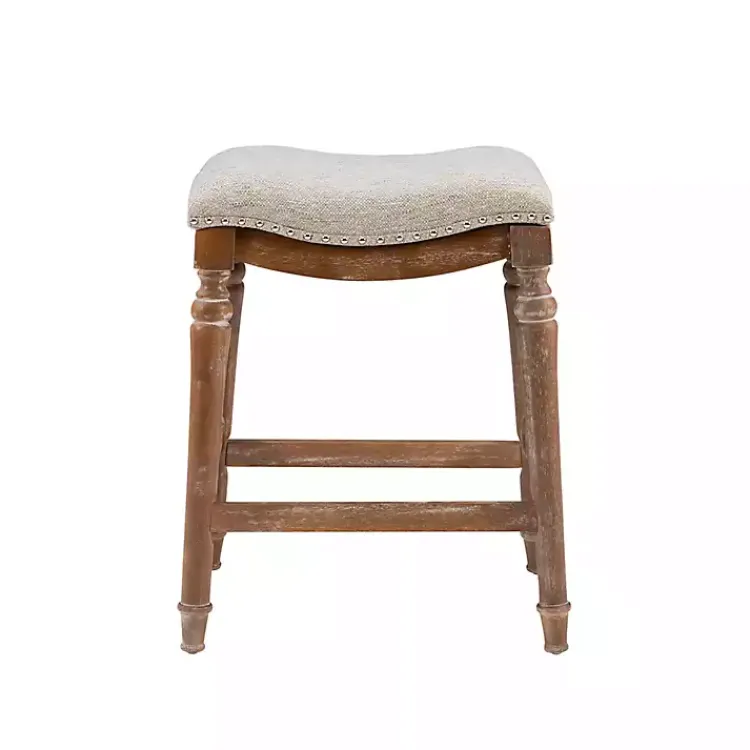 Bar Stools & Counter Height Stools-Kirklands Home Hazelnut Upholstered Curved Seat Counter Stool Gray