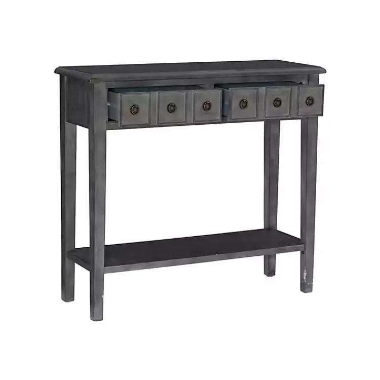 Console Tables-Kirklands Home Wooden Console Table with Double Drawers Gray